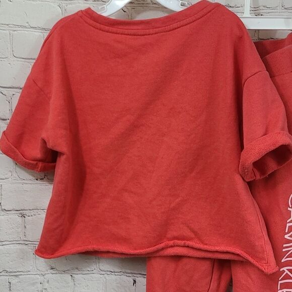 Calvin Klein Jeans 2pc Girls French Terry Sweatshirt & Jogger Pants Orange S 7/8 - Picture 11 of 15